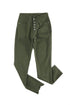 Plain High Waist Buttons Frayed Cropped Denim Jeans